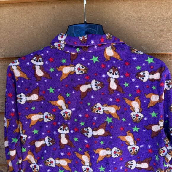 Disney Chip & Dale Womens Purple Fleece Button-Up Pajama Top L - Picture 8 of 12